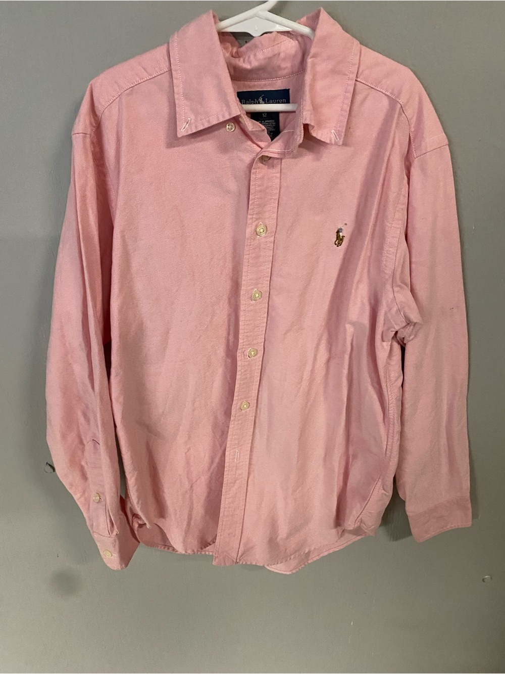 Ralph Lauren Men's Size 12 Light Pink Long-Sleeve Button-Down Shirt